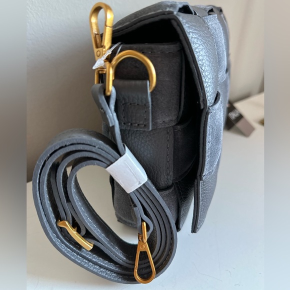 VIOLA CASTELLANI Cenere Suede Padded Woven Crossbody Made In Italy - Picture 5 of 8